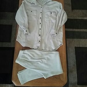 Waffle Thermal Oversize Button Down & Leggings